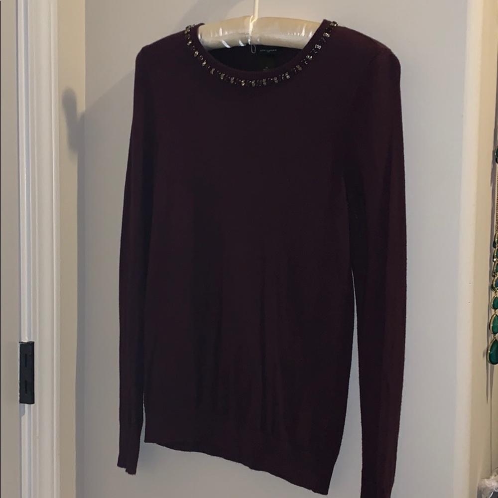 Ann Taylor Purple Lightweight Crewneck Sweater
